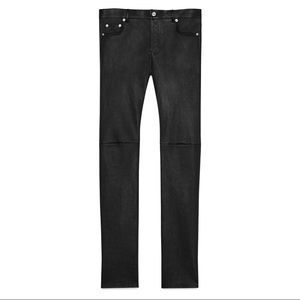 Saint Laurent YSL Black Lambskin Leather Skinny Trousers Pants 24 25 XS